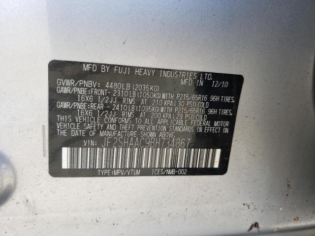 Photo 10 from auction – 2011 SUBARU FORESTER 2 with VIN JF2SHAAC9BH734867