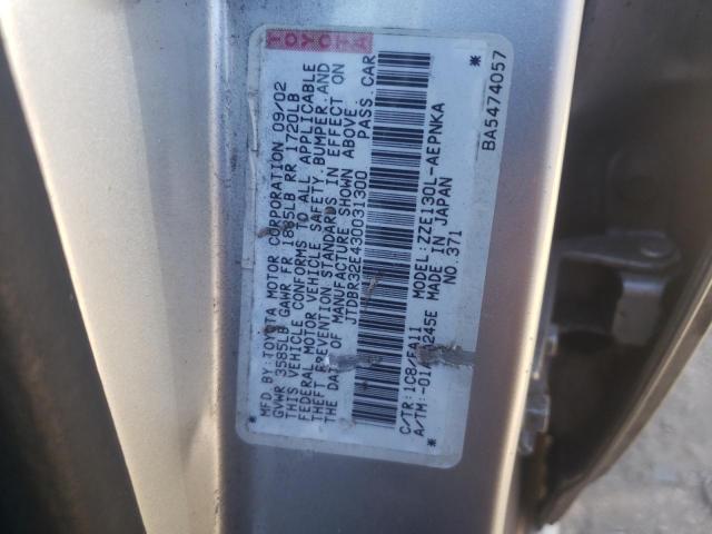 Photo 10 from auction – 2003 TOYOTA COROLLA CE with VIN JTDBR32E430031300
