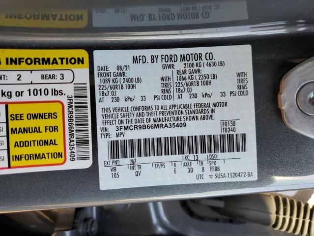Photo 10 from auction – 2021 FORD BRONCO SPO with VIN 3FMCR9B66MRA35409