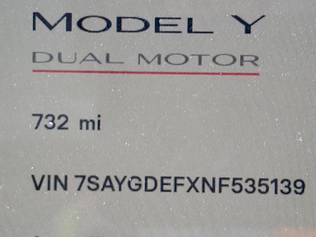Photo 8 from auction – 2022 TESLA MODEL Y with VIN 7SAYGDEFXNF535139