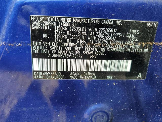 Photo 10 from auction – 2014 TOYOTA RAV4 XLE with VIN 2T3RFREV7EW178179