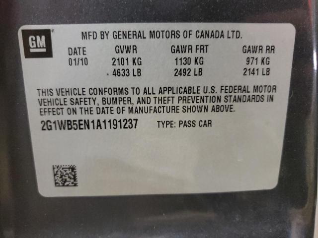 Photo 10 from auction – 2010 CHEVROLET IMPALA LT with VIN 2G1WB5EN1A1191237