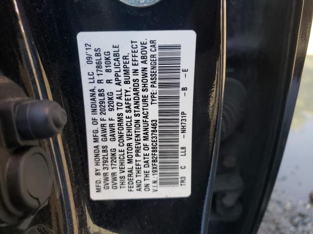 Photo 10 from auction – 2012 HONDA CIVIC EX with VIN 19XFB2F88CE378463