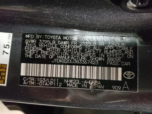 Photo 10 from auction – 2008 TOYOTA PRIUS with VIN JTDKB20U383367423