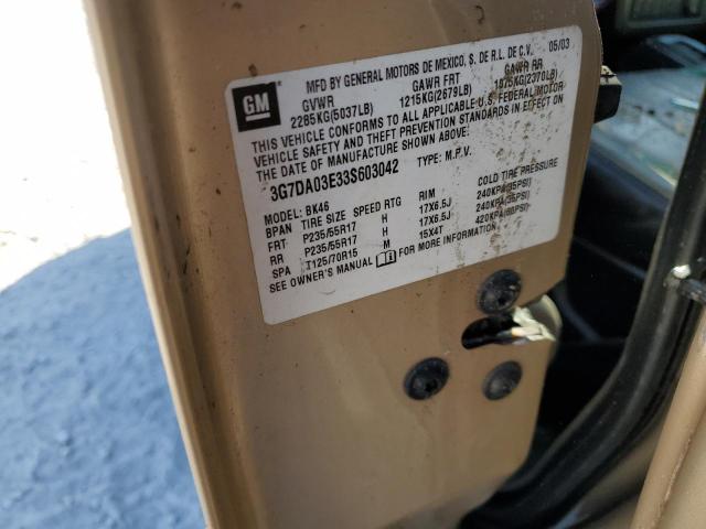 Photo 10 from auction – 2003 PONTIAC AZTEK with VIN 3G7DA03E33S603042