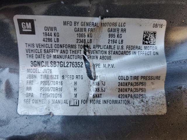 Photo 10 from auction – 2016 CHEVROLET TRAX 1LT with VIN 3GNCJLSB7GL276352