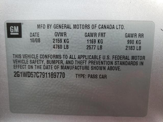 Photo 10 from auction – 2009 CHEVROLET IMPALA SS with VIN 2G1WD57C791189770