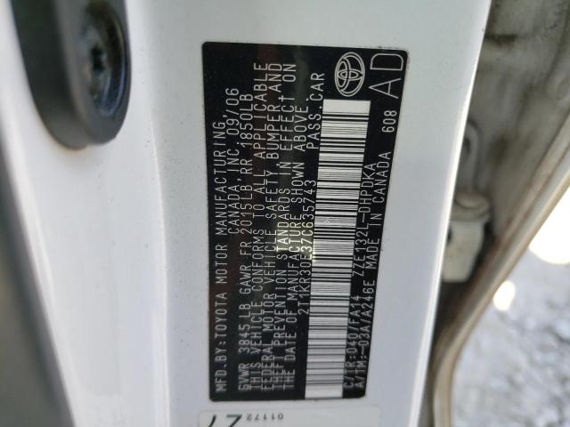 Photo 10 from auction – 2007 TOYOTA COROLLA MA with VIN 2T1KR30E37C635743