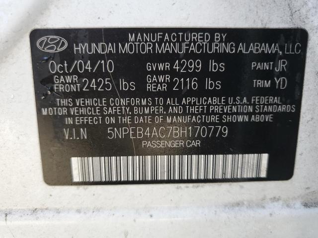 Photo 10 from auction – 2011 HYUNDAI SONATA GLS with VIN 5NPEB4AC7BH170779