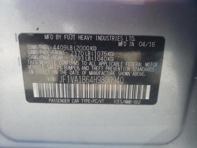 Photo 10 from auction – 2017 SUBARU WRX with VIN JF1VA1B64H9800940