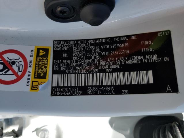 Photo 10 from auction – 2017 TOYOTA HIGHLANDER with VIN 5TDJZRFH3HS515305