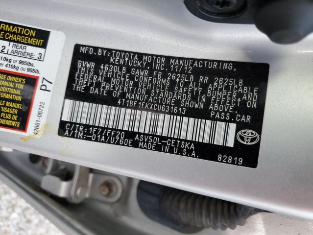 Photo 10 from auction – 2012 TOYOTA CAMRY BASE with VIN 4T1BF1FKXCU631613