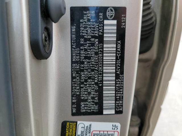 Photo 10 from auction – 2005 TOYOTA CAMRY LE with VIN 4T1BE32KX5U087315