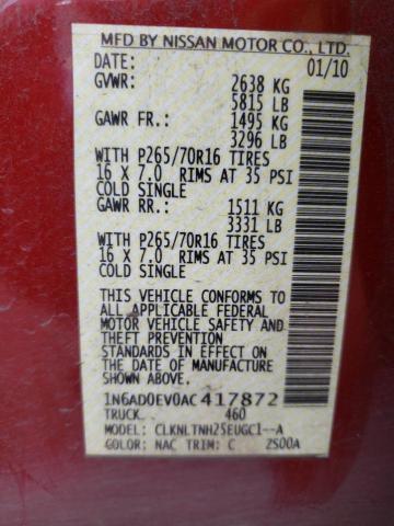 Photo 10 from auction – 2010 NISSAN FRONTIER C with VIN 1N6AD0EV0AC417872