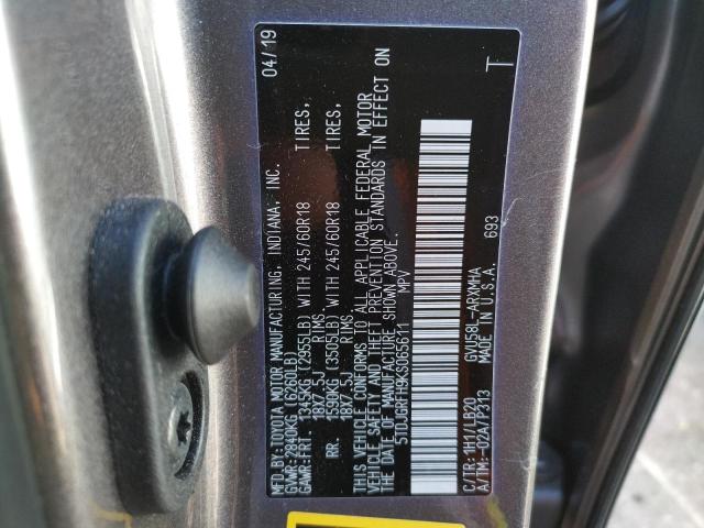 Photo 10 from auction – 2019 TOYOTA HIGHLANDER with VIN 5TDJGRFH9KS065611
