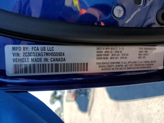 Photo 10 from auction – 2021 DODGE CHALLENGER with VIN 2C3CDZAG7MH555924