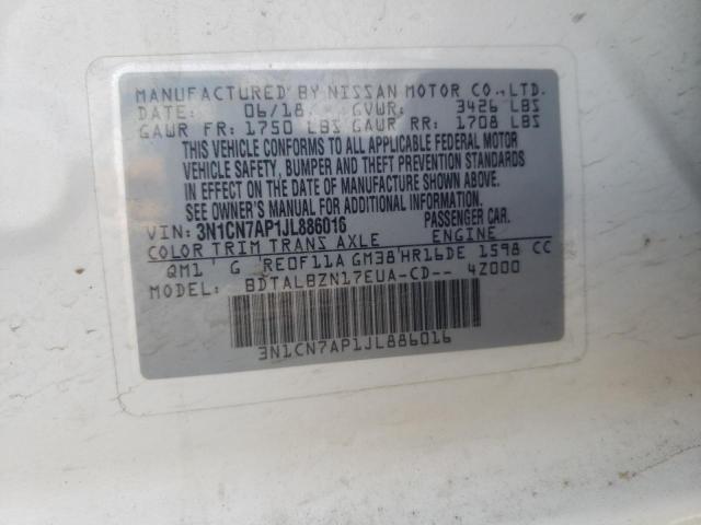 Photo 10 from auction – 2018 NISSAN VERSA S with VIN 3N1CN7AP1JL886016