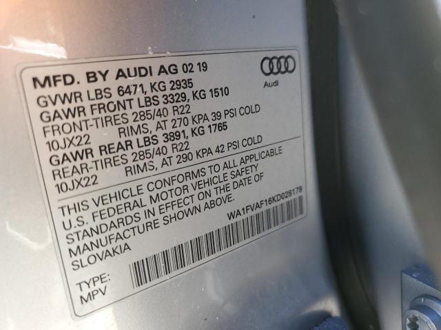 Photo 10 from auction – 2019 AUDI Q8 PRESTIG with VIN WA1FVAF16KD028179