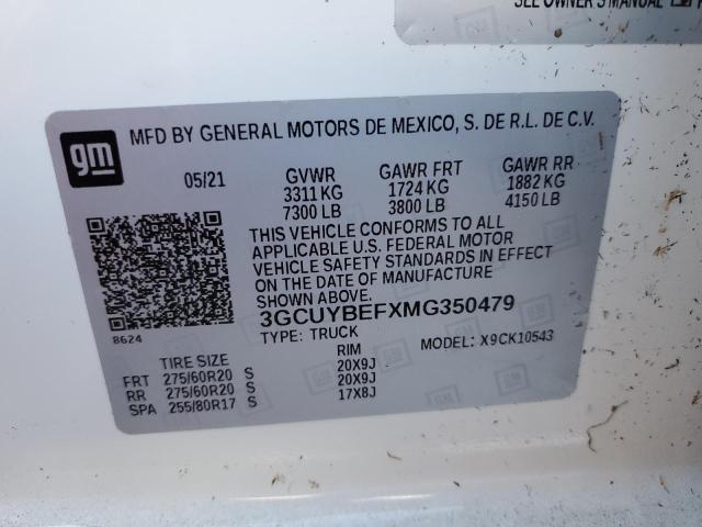Photo 10 from auction – 2021 CHEVROLET SILVERADO with VIN 3GCUYBEFXMG350479