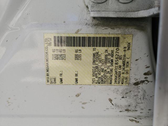 Photo 10 from auction – 2012 NISSAN MAXIMA S with VIN 1N4AA5AP7CC856270