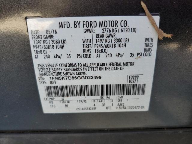 Photo 10 from auction – 2016 FORD EXPLORER X with VIN 1FM5K7D86GGD22499