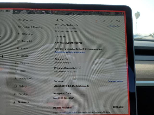 Photo 8 from auction – 2021 TESLA MODEL 3 with VIN 5YJ3E1EB2MF006792