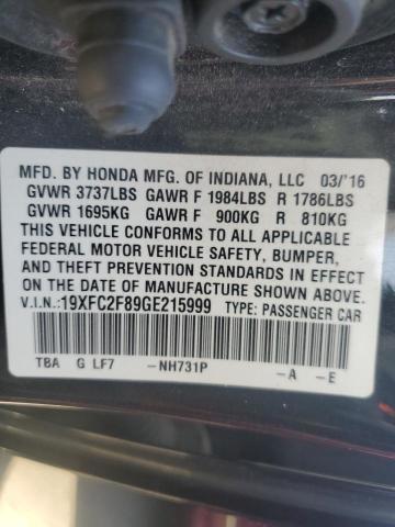 Photo 10 from auction – 2016 HONDA CIVIC EX with VIN 19XFC2F89GE215999