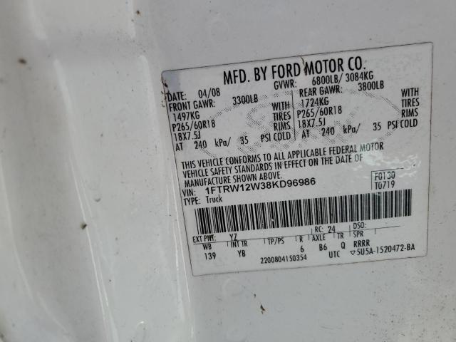 Photo 10 from auction – 2008 FORD F150 SUPER with VIN 1FTRW12W38KD96986