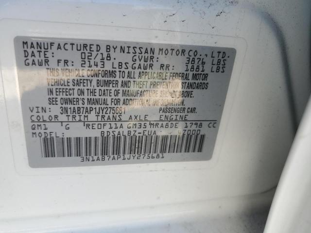 Photo 10 from auction – 2018 NISSAN SENTRA S with VIN 3N1AB7AP1JY275681