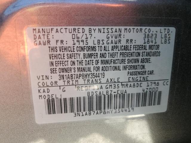 Photo 10 from auction – 2017 NISSAN SENTRA S with VIN 3N1AB7AP8HY354419