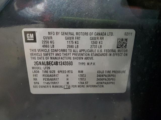 Photo 10 from auction – 2011 CHEVROLET EQUINOX LS with VIN 2GNALBEC4B1243593