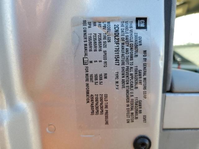 Photo 10 from auction – 2007 CHEVROLET EQUINOX LS with VIN 2CNDL23F176115417