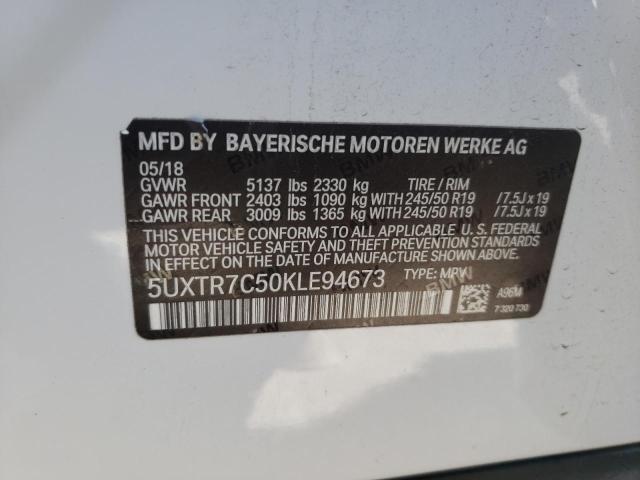 Photo 10 from auction – 2019 BMW X3 SDRIVE3 with VIN 5UXTR7C50KLE94673
