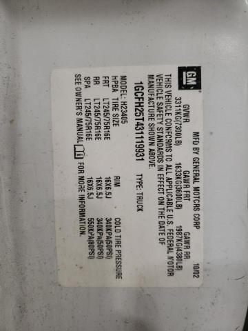 Photo 10 from auction – 2003 CHEVROLET EXPRESS G2 with VIN 1GCFH25T431119931
