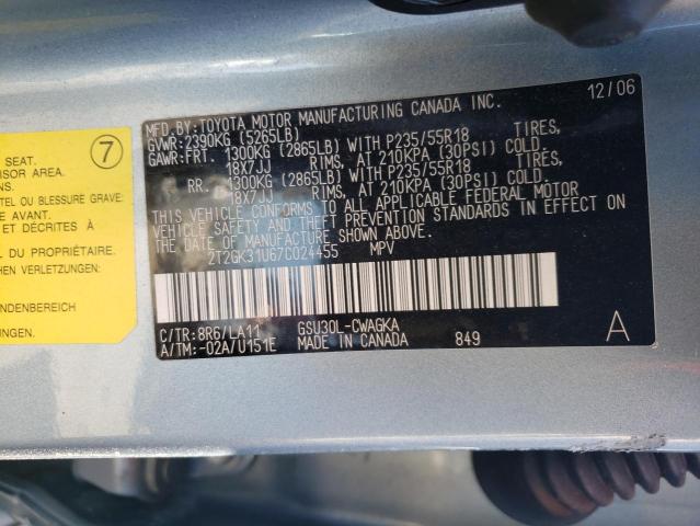 Photo 10 from auction – 2007 LEXUS RX 350 with VIN 2T2GK31U67C024455