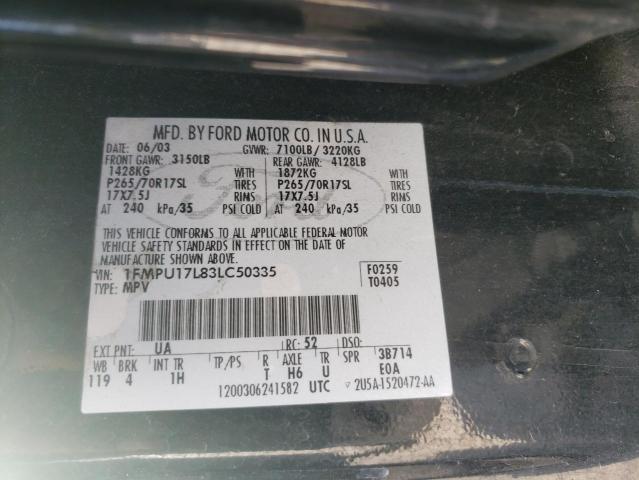 Photo 10 from auction – 2003 FORD EXPEDITION with VIN 1FMPU17L83LC50335