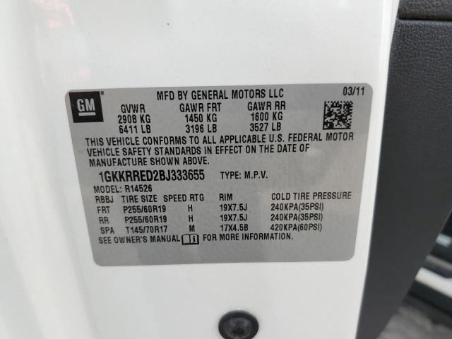 Photo 10 from auction – 2011 GMC ACADIA SLT with VIN 1GKKRRED2BJ333655