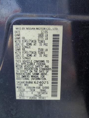 Photo 10 from auction – 2006 NISSAN PATHFINDER with VIN 5N1AR18U86C624025