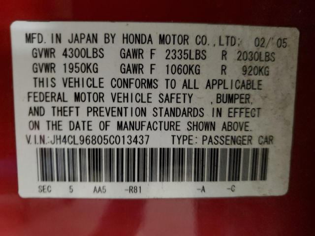 Photo 10 from auction – 2005 ACURA TSX with VIN JH4CL96805C013437