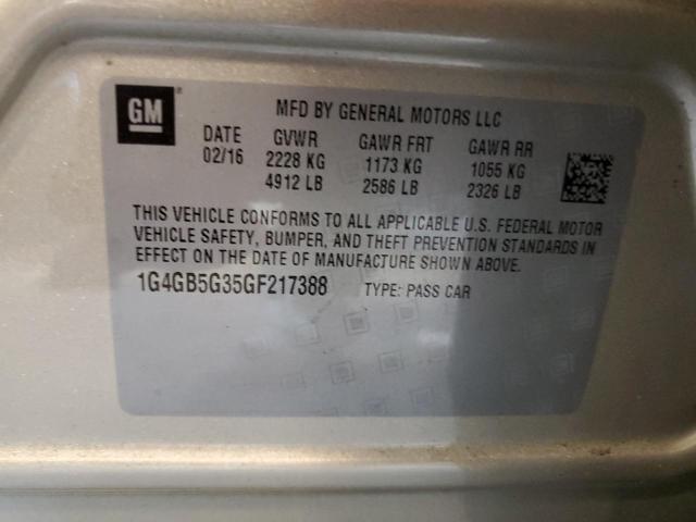 Photo 10 from auction – 2016 BUICK LACROSSE with VIN 1G4GB5G35GF217388
