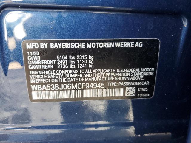Zdjęcie 10 z aukcji – 2021 BMW 540 I z VIN WBA53BJ06MCF94945