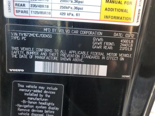 Photo 10 from auction – 2012 VOLVO C70 T5 with VIN YV1672MC1CJ130450