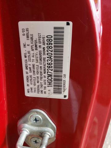 Photo 10 from auction – 2003 HONDA ACCORD EX with VIN 1HGCM72663A028980