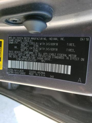 Photo 10 from auction – 2018 TOYOTA HIGHLANDER with VIN 5TDKZRFH8JS542297