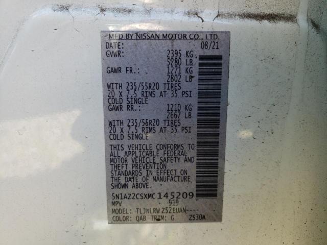 Photo 10 from auction – 2021 NISSAN MURANO SL with VIN 5N1AZ2CSXMC145209