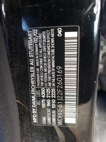 Photo 10 from auction – 2002 MERCEDES-BENZ 240-CLASS with VIN WDBRF61J22F260169