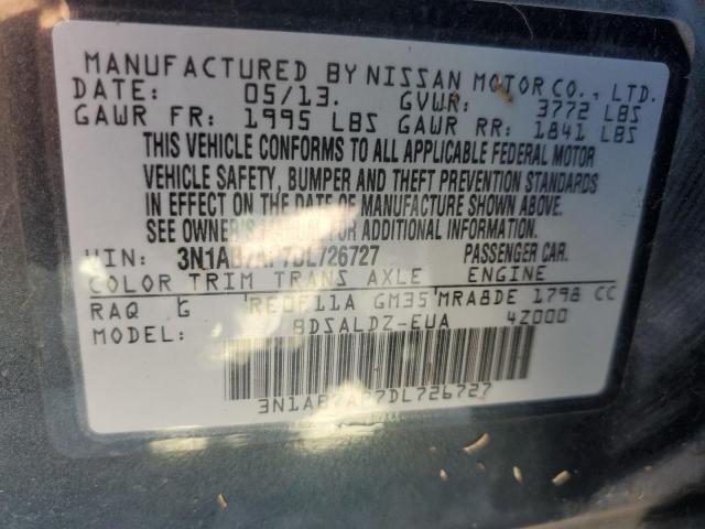 Photo 10 from auction – 2013 NISSAN SENTRA S with VIN 3N1AB7AP7DL726727
