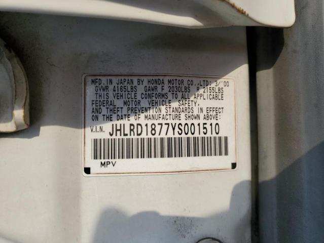 Photo 10 from auction – 2000 HONDA CR-V SE with VIN JHLRD1877YS001510