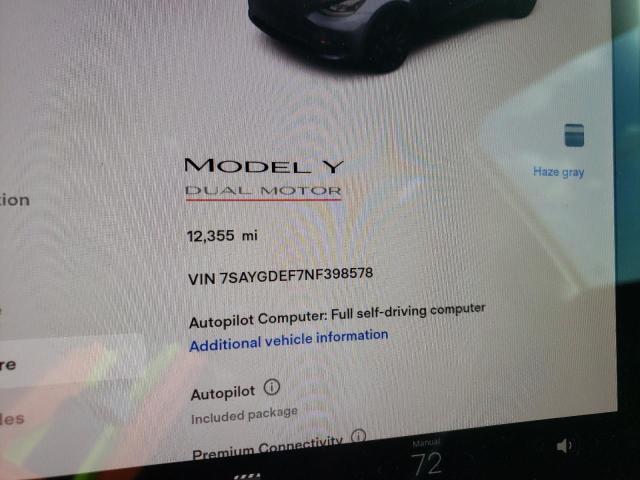 Zdjęcie 8 z aukcji – 2022 TESLA MODEL Y z VIN 7SAYGDEF7NF398578