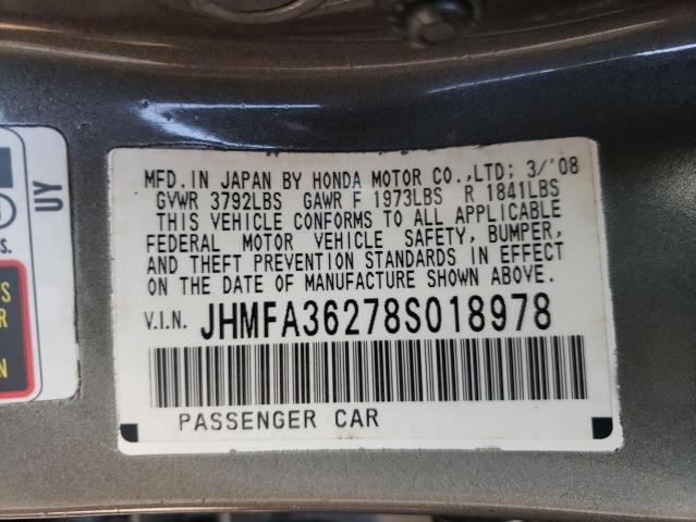 Photo 10 from auction – 2008 HONDA CIVIC HYBR with VIN JHMFA36278S018978